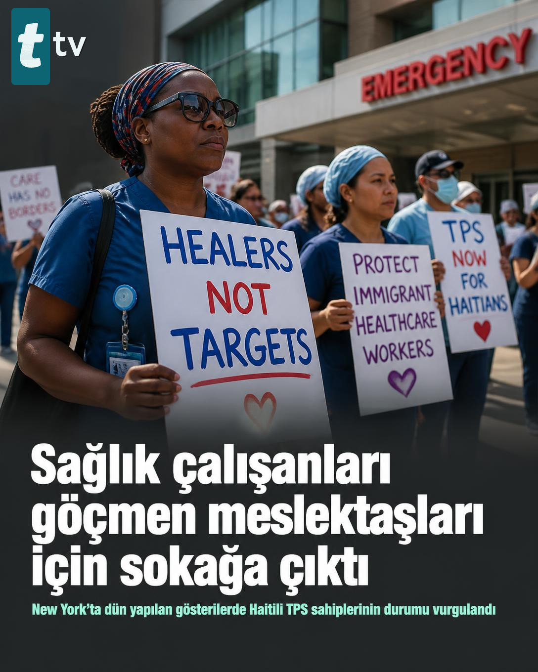 Sağlık çalışanları göçmen meslektaşları için sokağa çıktı