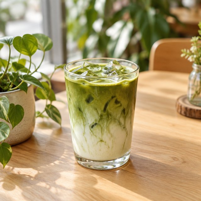 Buzlu matcha latte