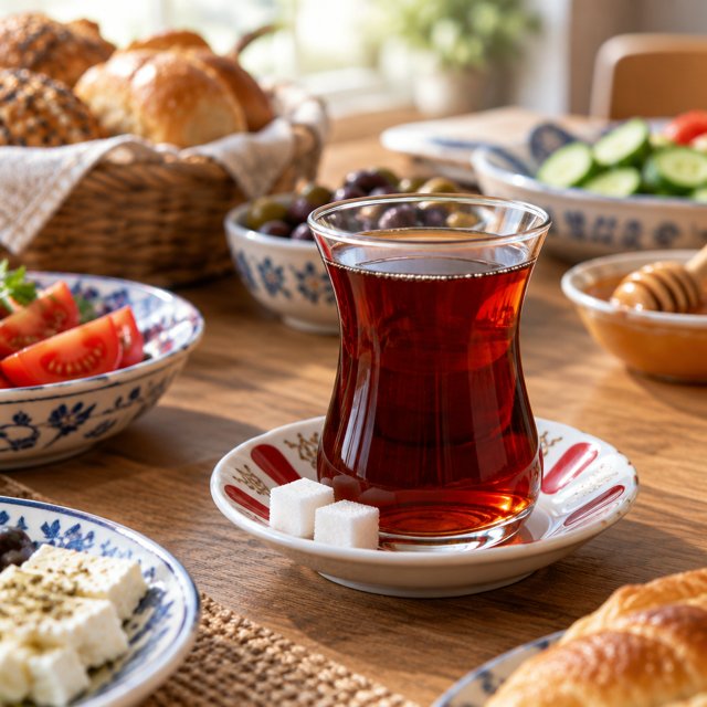 İnce belli bardakta demli çay