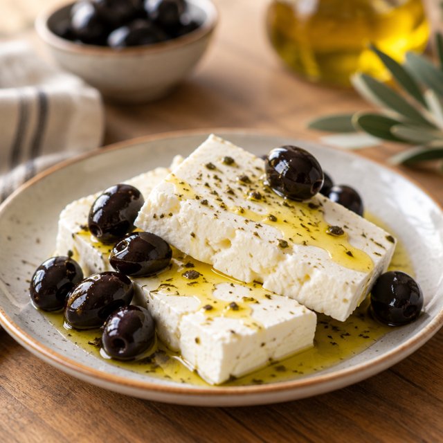 Klasik beyaz peynir ve zeytin